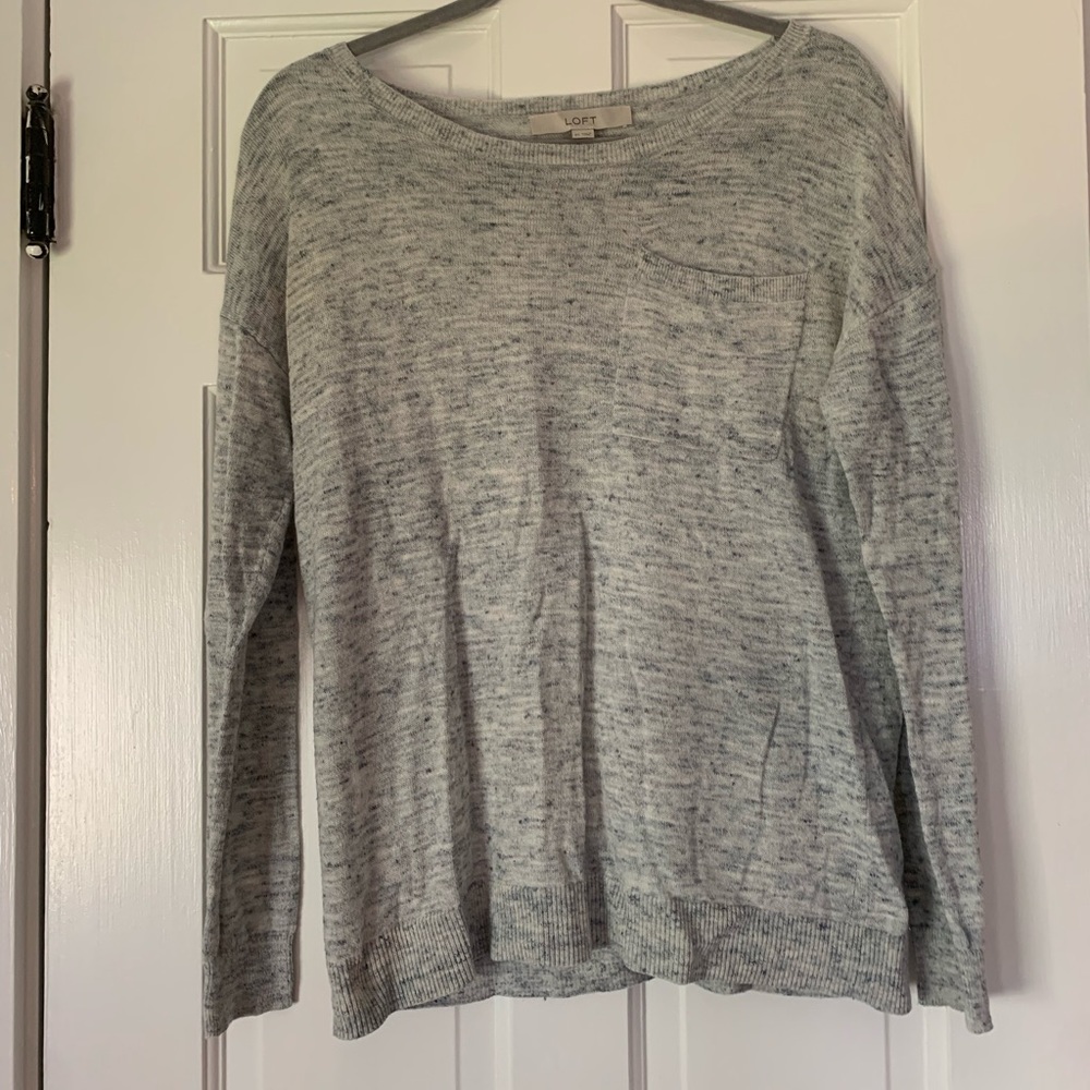 Loft Heather Gray/Blue Sweater, Size Extra Small